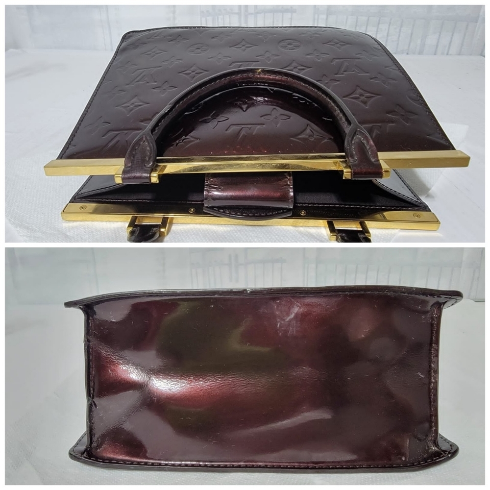 LOUIS VUITTON Monogram Vernis Deesse PM Patent Handbag Wine - Picture 10 of 13